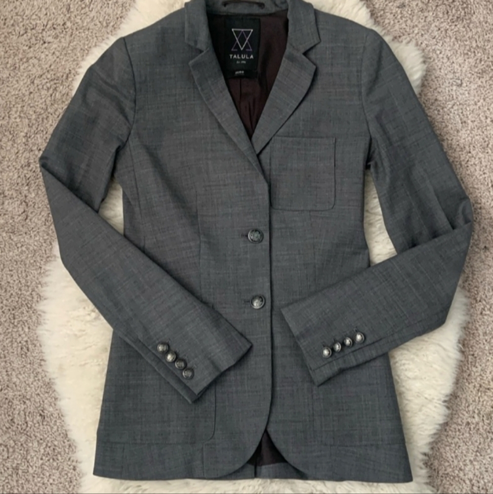 New Aritzia Talula Women's Wool Charcoal Suit Jacket Blazer Coat Womens Size 0